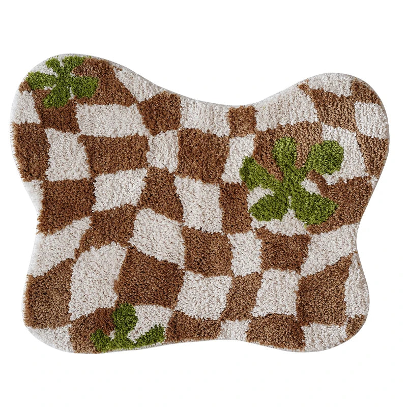 Crazy Rug Designs custom tufted floral checkerboard non-slip plush bathroom carpet rugs.
