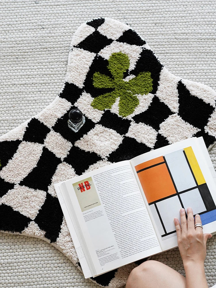 Crazy Rug Designs custom tufted floral checkerboard non-slip plush bathroom carpet rugs.