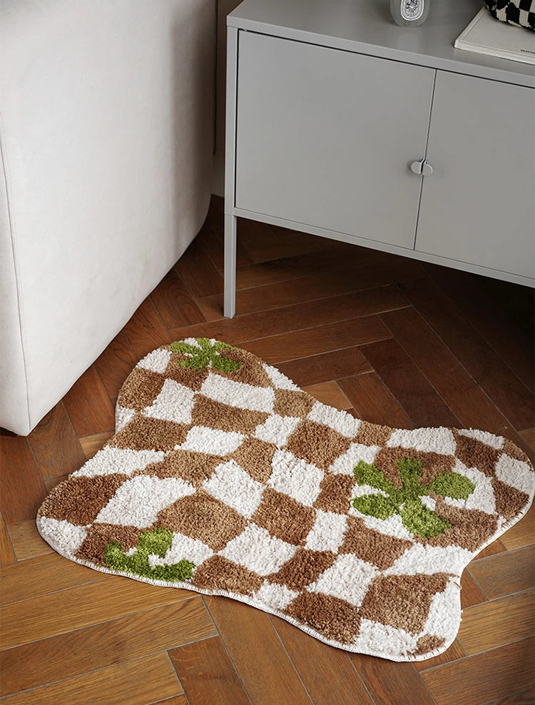 Crazy Rug Designs custom tufted floral checkerboard non-slip plush bathroom carpet rugs.