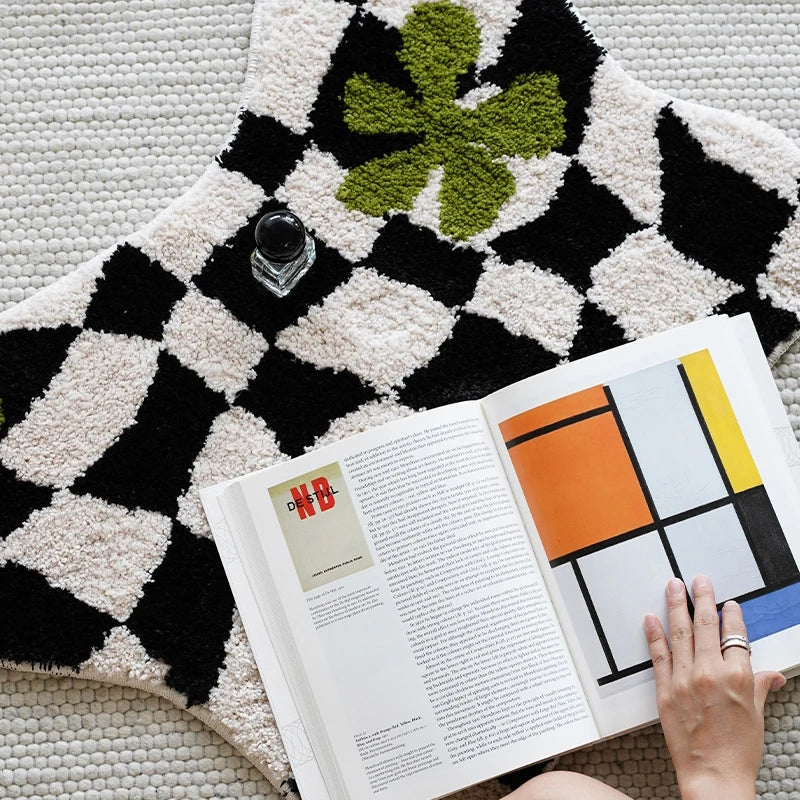 Crazy Rug Designs custom tufted floral checkerboard non-slip plush bathroom carpet rugs.