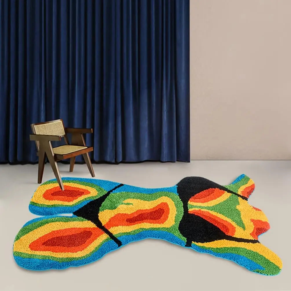 Tufted Heat Bikini Girl Fluffy Rug - Thermal Body Art Carpet for Bedroom, Living Room Decor.