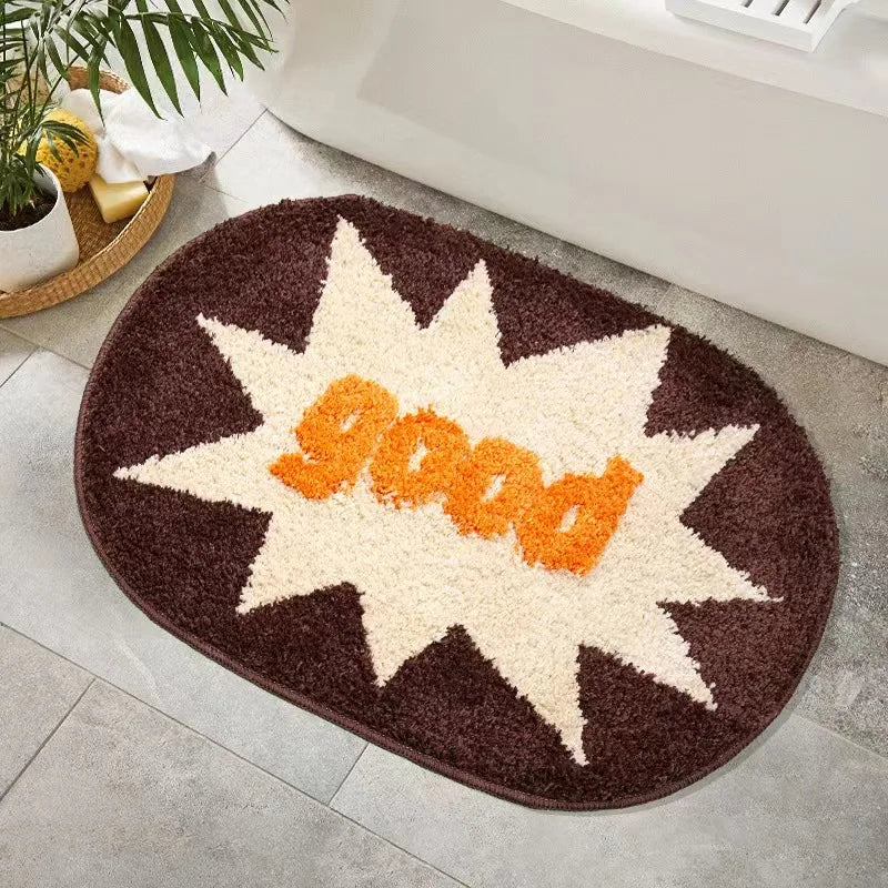 Tufting Good Funny Letters Bathmat Bathroom Mat Soft Rugs.