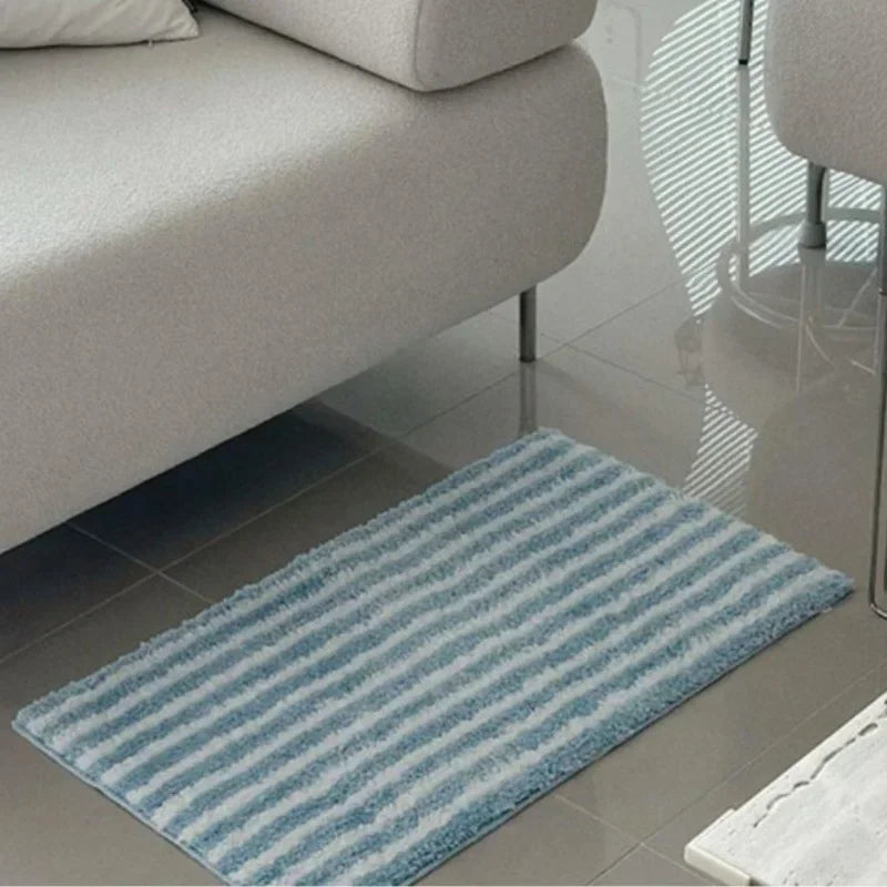 Flocking Striped Rugs for Bedroom Bedside Decor.