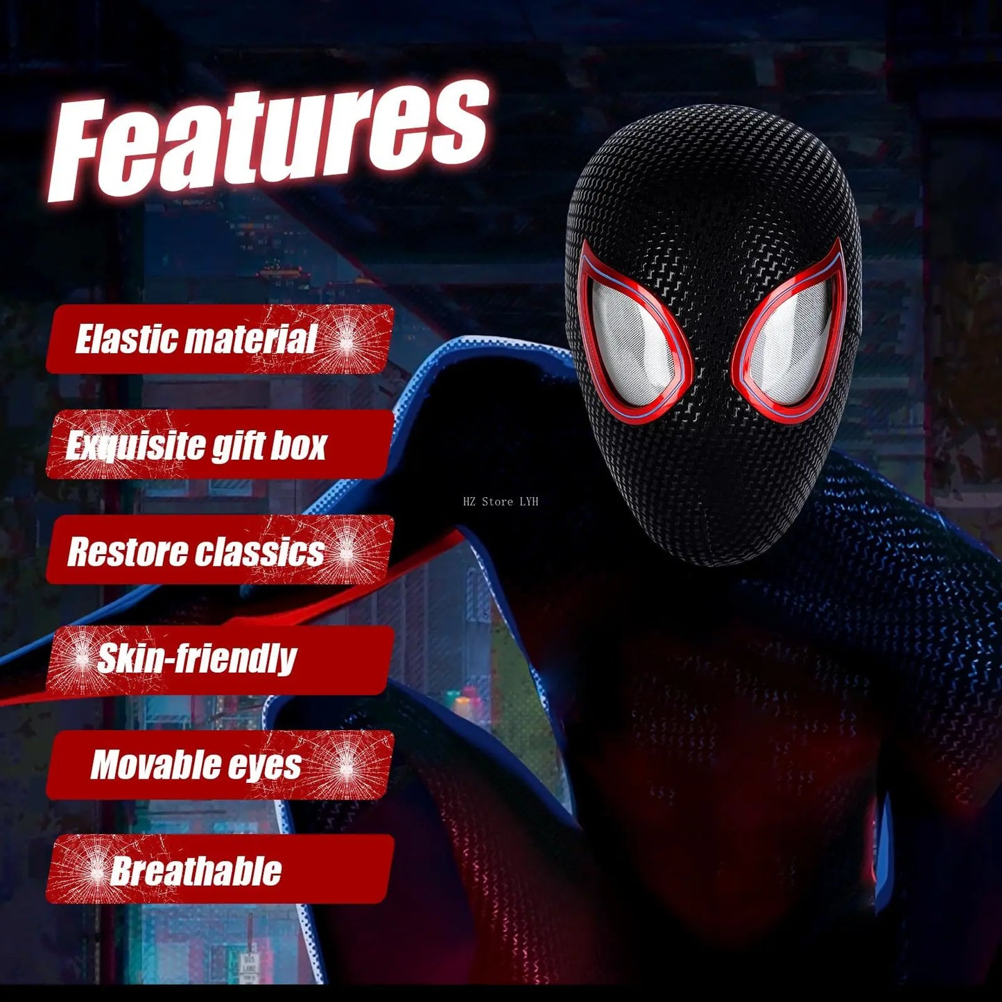 Miles Morales Spiderman Cosplay Headgear Mask.