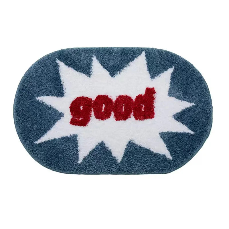 Tufting Good Funny Letters Bathmat Bathroom Mat Soft Rugs.