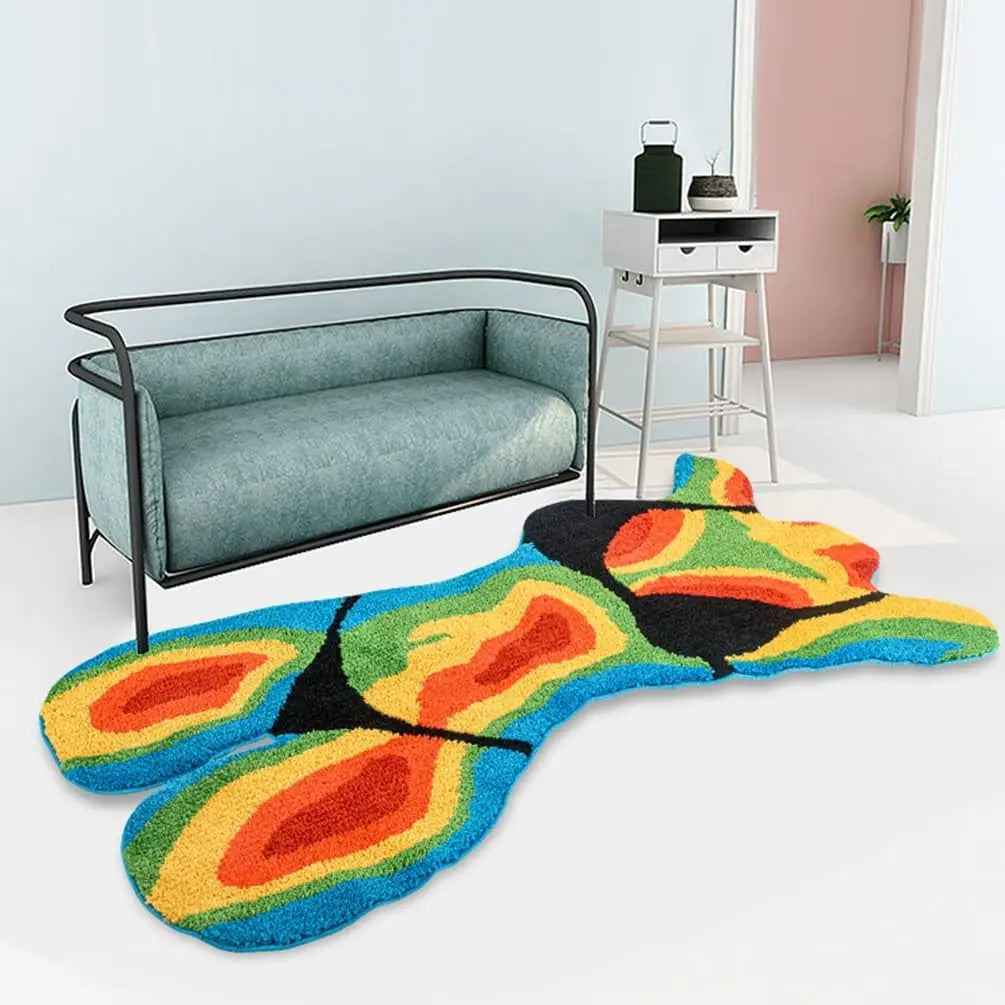 Tufted Heat Bikini Girl Fluffy Rug - Thermal Body Art Carpet for Bedroom, Living Room Decor.