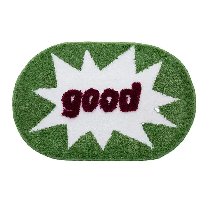 Tufting Good Funny Letters Bathmat Bathroom Mat Soft Rugs.