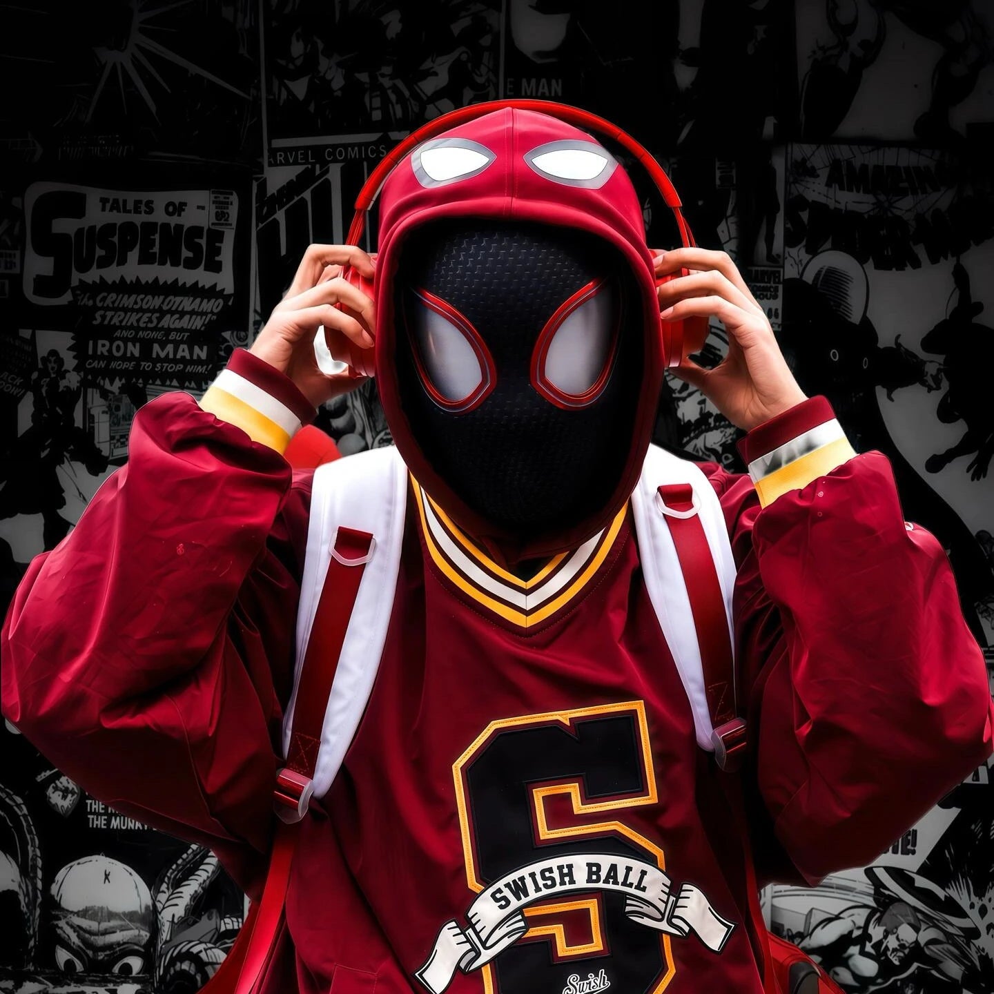 Miles Morales Spiderman Cosplay Headgear Mask.