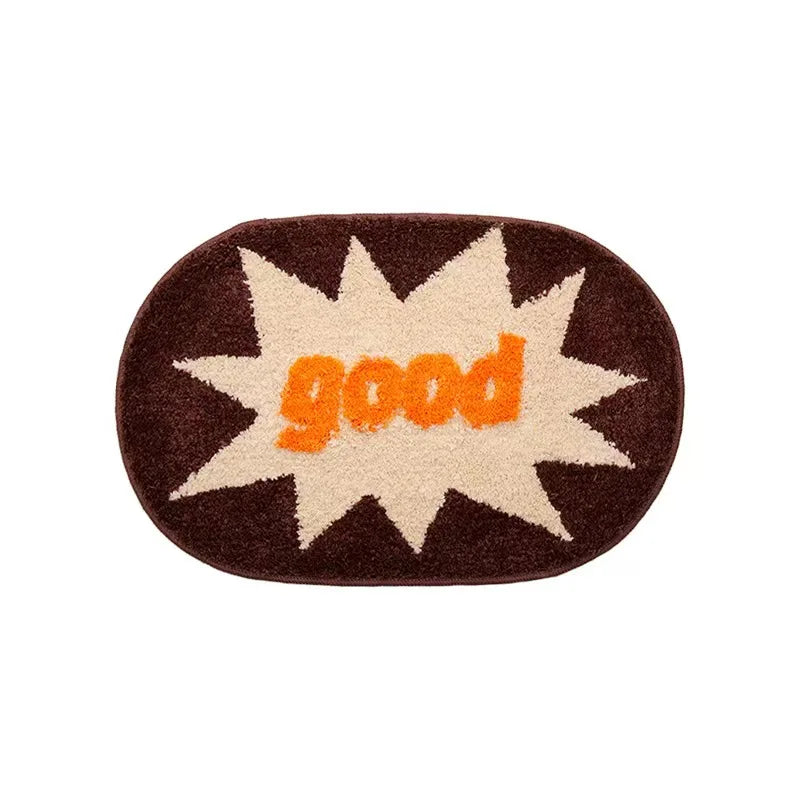 Tufting Good Funny Letters Bathmat Bathroom Mat Soft Rugs.
