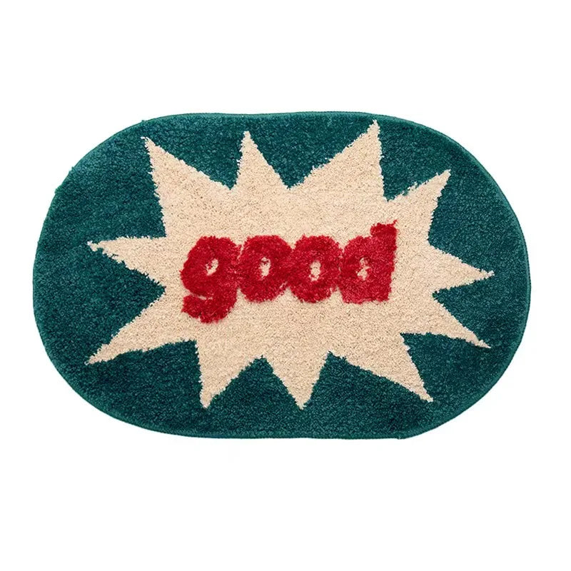 Tufting Good Funny Letters Bathmat Bathroom Mat Soft Rugs.