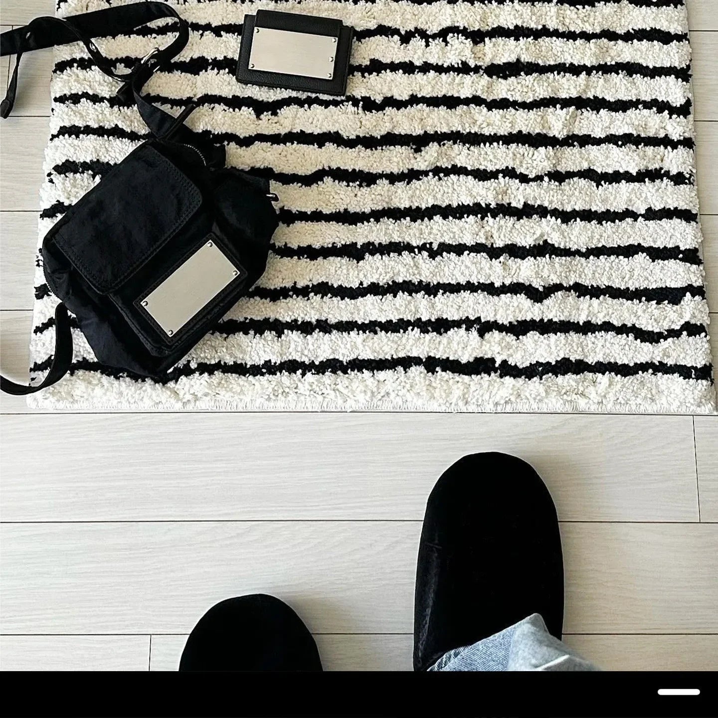 Flocking Striped Rugs for Bedroom Bedside Decor.