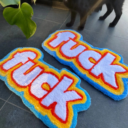 "Fuck" Text Tufted Rugs.