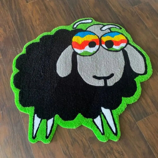 Black Fur Cartoon Animal Rugs.