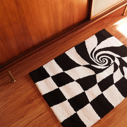 Swirl Black and White Plaid Rugs.