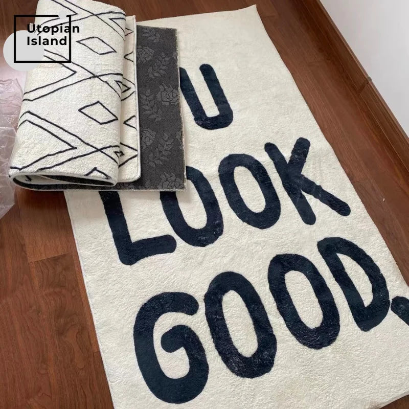 " YOU LOOK GOOD" Fluffy Carpet Rugs.