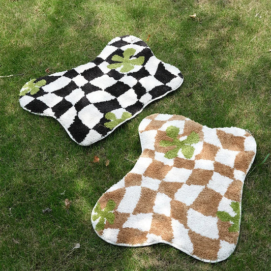 Crazy Rug Designs custom tufted floral checkerboard non-slip plush bathroom carpet rugs.