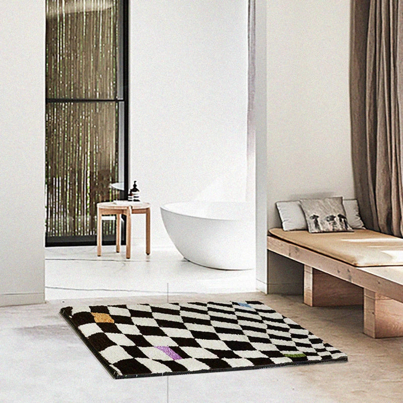 Vintage Grids Bathroom Rugs,