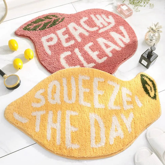 Easy to Clean Quick Drying Lemon Peach Flocking tufted Rugs.