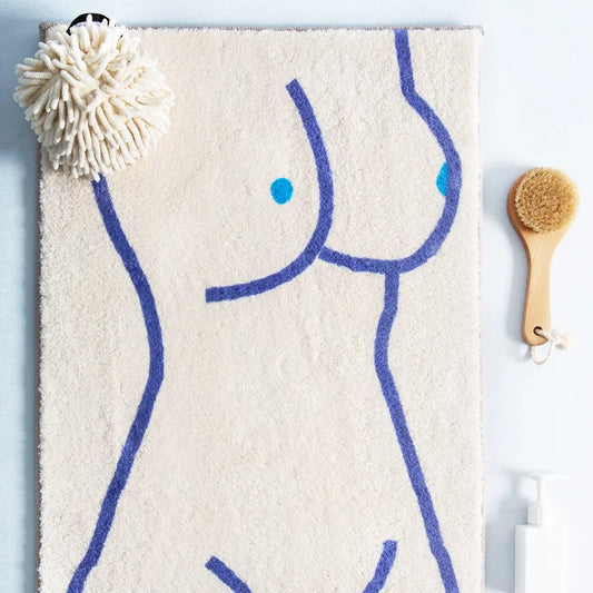 Imitation cashmere carpet, Trendy Female Nude Body Silhouette Inspired Bedroom Ba