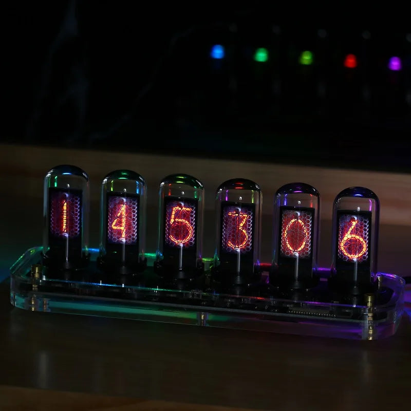 RGB Glow Nixie Tube Clock Mobile APP Editable IPS Display Clock.