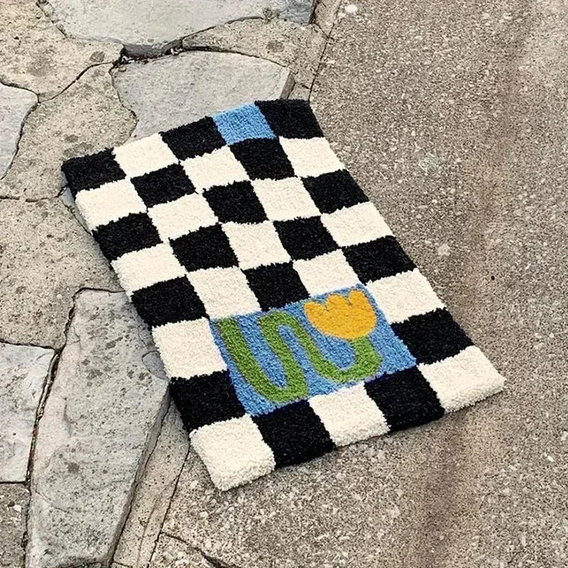 Chessboard Plaid Bath Mats.