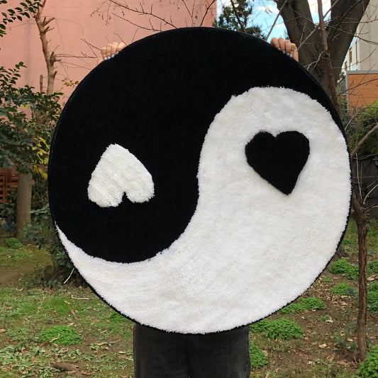 Yin Yang Heart-shaped Floor Carpets Rugs.