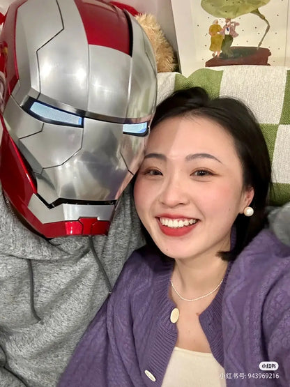Iron Man Helmet Mk5 Voice Control Eyes With Light Model Toys For Adult Electric Wearable Christmas Gift.