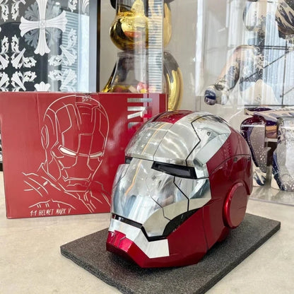 Iron Man Helmet Mk5 Voice Control Eyes With Light Model Toys For Adult Electric Wearable Christmas Gift.
