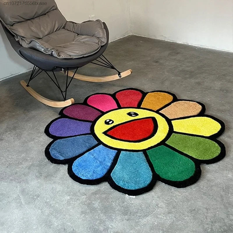 Cute Sunflower Carpet Study Round Rug.