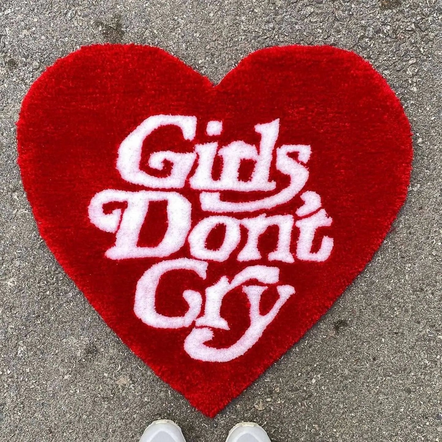 "Girls Don’t Cry" Heart Shaped Tufted Rugs.