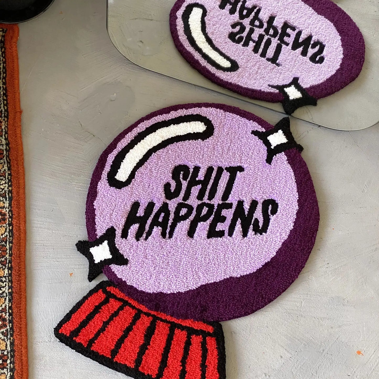 "SHIT HAPPENS" Magic Ball Tufted Rugs.