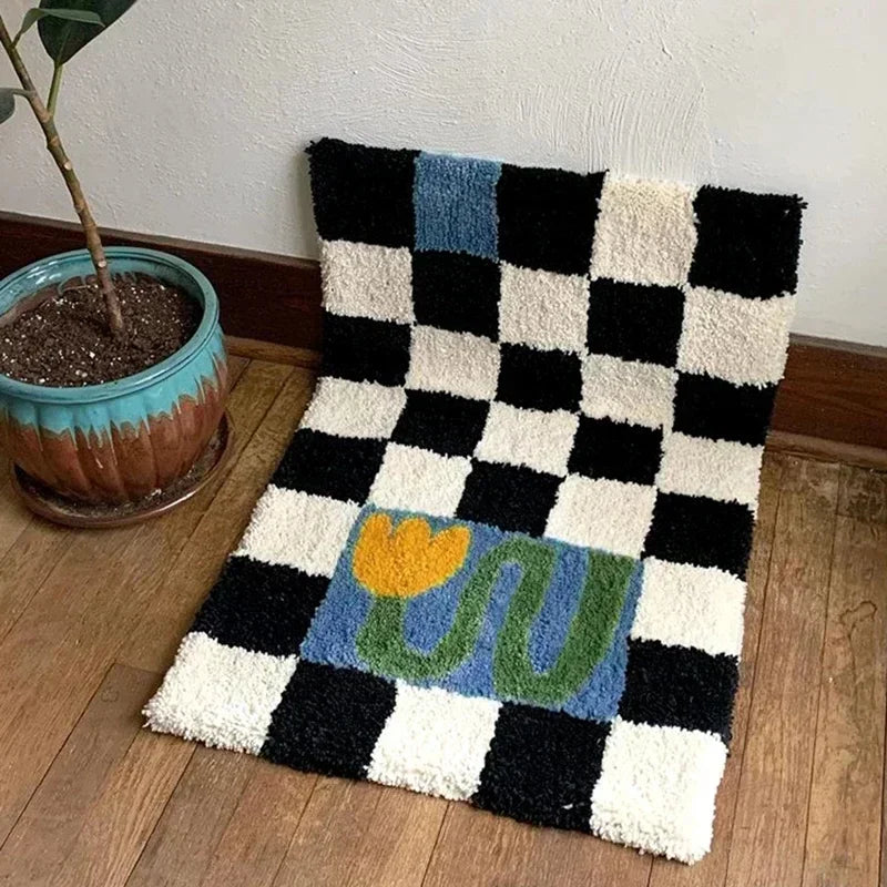 Chessboard Plaid Bath Mats.