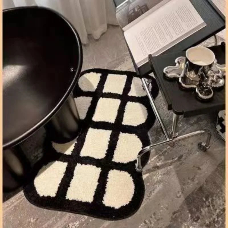 Chessboard Plaid Bath Mats.