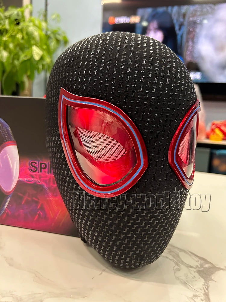 Marvel Gwen Miles Spiderman Spider-Man Mask Anime Figure Luxury Helmet Rechargeable Remote Eyes Movable mask Cosplay.