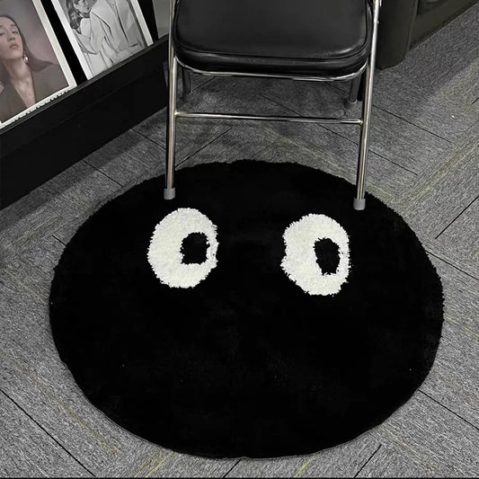 Black Billiards 8 Ball Round Tufted Rugs.