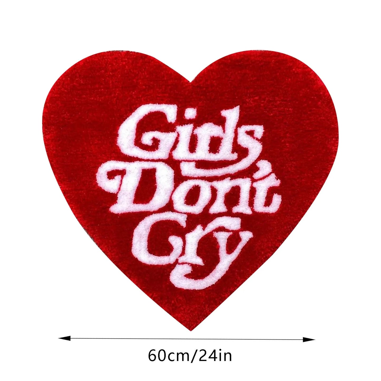 "Girls Don’t Cry" Heart Shaped Tufted Rugs.