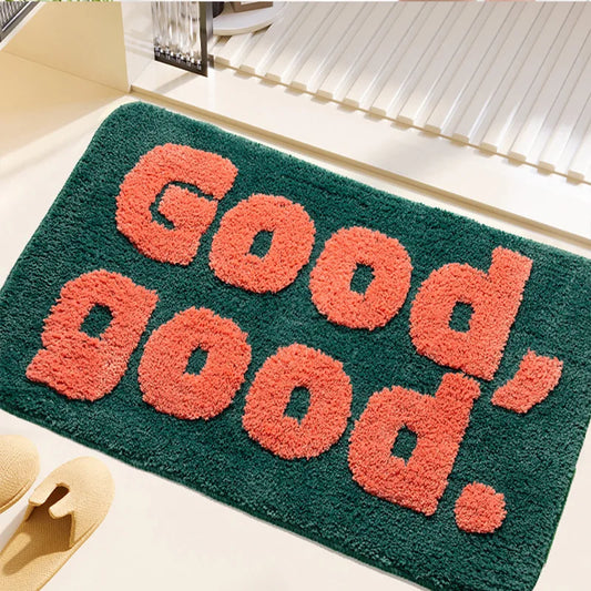 Tufting Good Funny Letters Bathmat Bathroom Mat Soft Rugs.