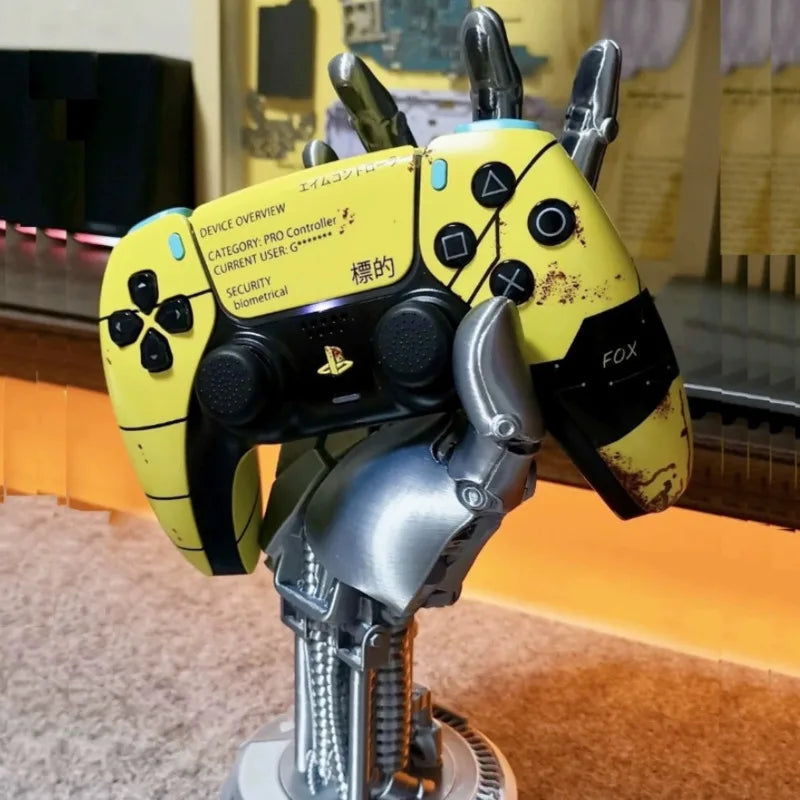 Cyberpunk Robotic Hand Statue Game Controller Stand.