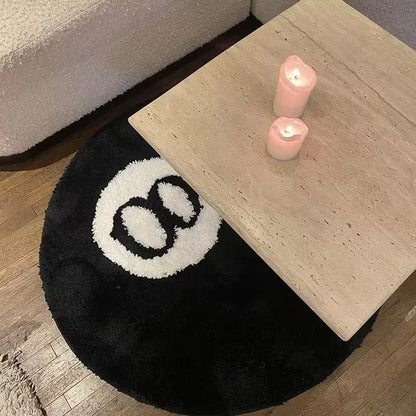 Plush Black 8 Ball Rugs.