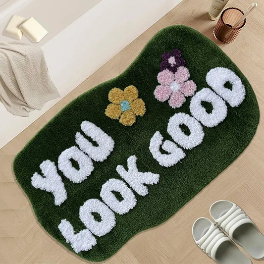 " YOU LOOK GOOD" Flower Art  Tufted Rugs.