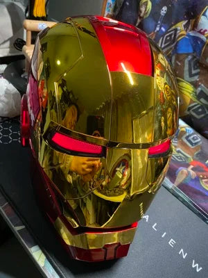 Iron Man Helmet Mk5 Voice Control Eyes With Light Model Toys For Adult Electric Wearable Christmas Gift.