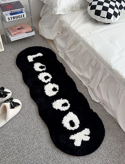 Nordic Black and White Letter Rug. "LOOOOK"