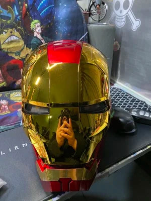 Iron Man Helmet Mk5 Voice Control Eyes With Light Model Toys For Adult Electric Wearable Christmas Gift.