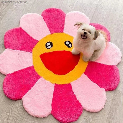 Cute Sunflower Carpet Study Round Rug.