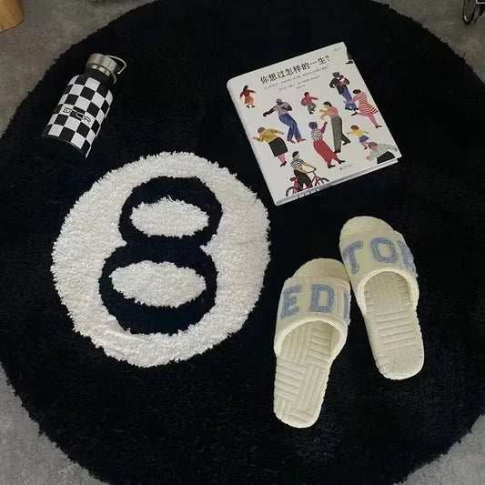 Plush Black 8 Ball Rugs.