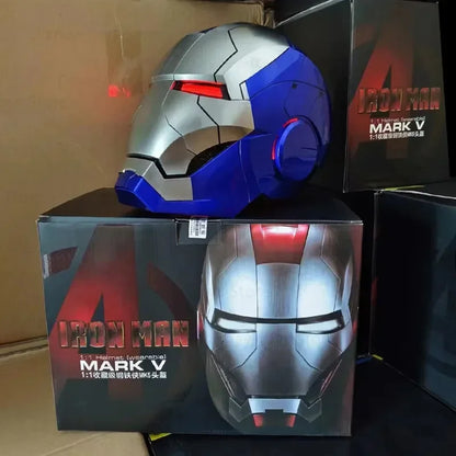Iron Man Helmet Mk5 Voice Control Eyes With Light Model Toys For Adult Electric Wearable Christmas Gift.
