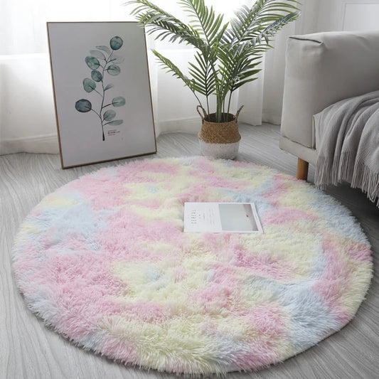 60x60cm Round Soft Faux Artificial Wool Fur Area Rugs.
