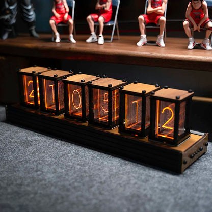 Luxury Nixie Glow Tube Clock Wood DIY Table Clock.