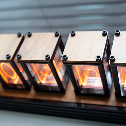 Luxury Nixie Glow Tube Clock Wood DIY Table Clock.