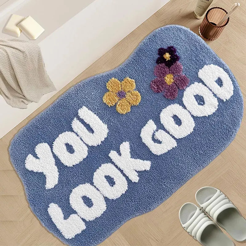 " YOU LOOK GOOD" Flower Art  Tufted Rugs.